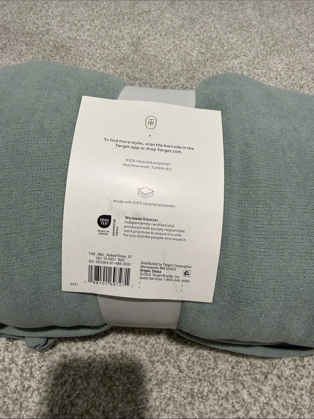 Threshold Reversible Oversized Throw in Sage Green